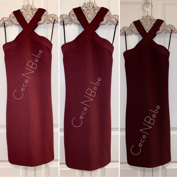 ❤️ ARITZIA Rich Maroon (Bordeaux / Wine) - LARGE - Sculpt Knit Criss Cross Dress - Picture 16 of 16